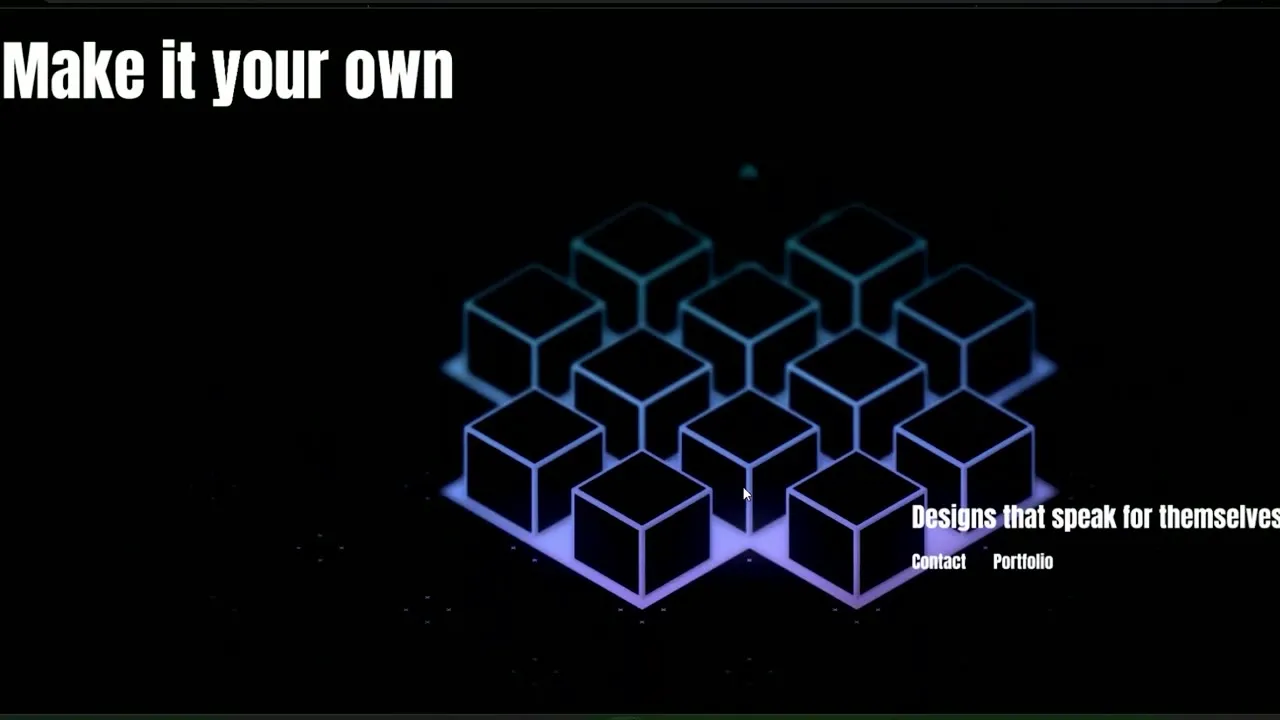 A purple particle cloud from an animated 3D website concept