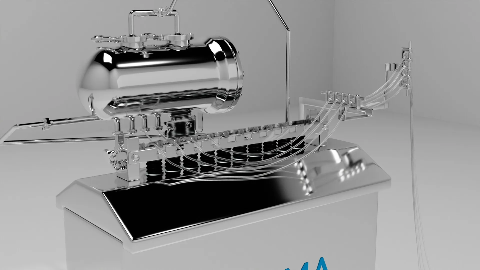 The full time-pressure assembly on its cabinet in a white studio