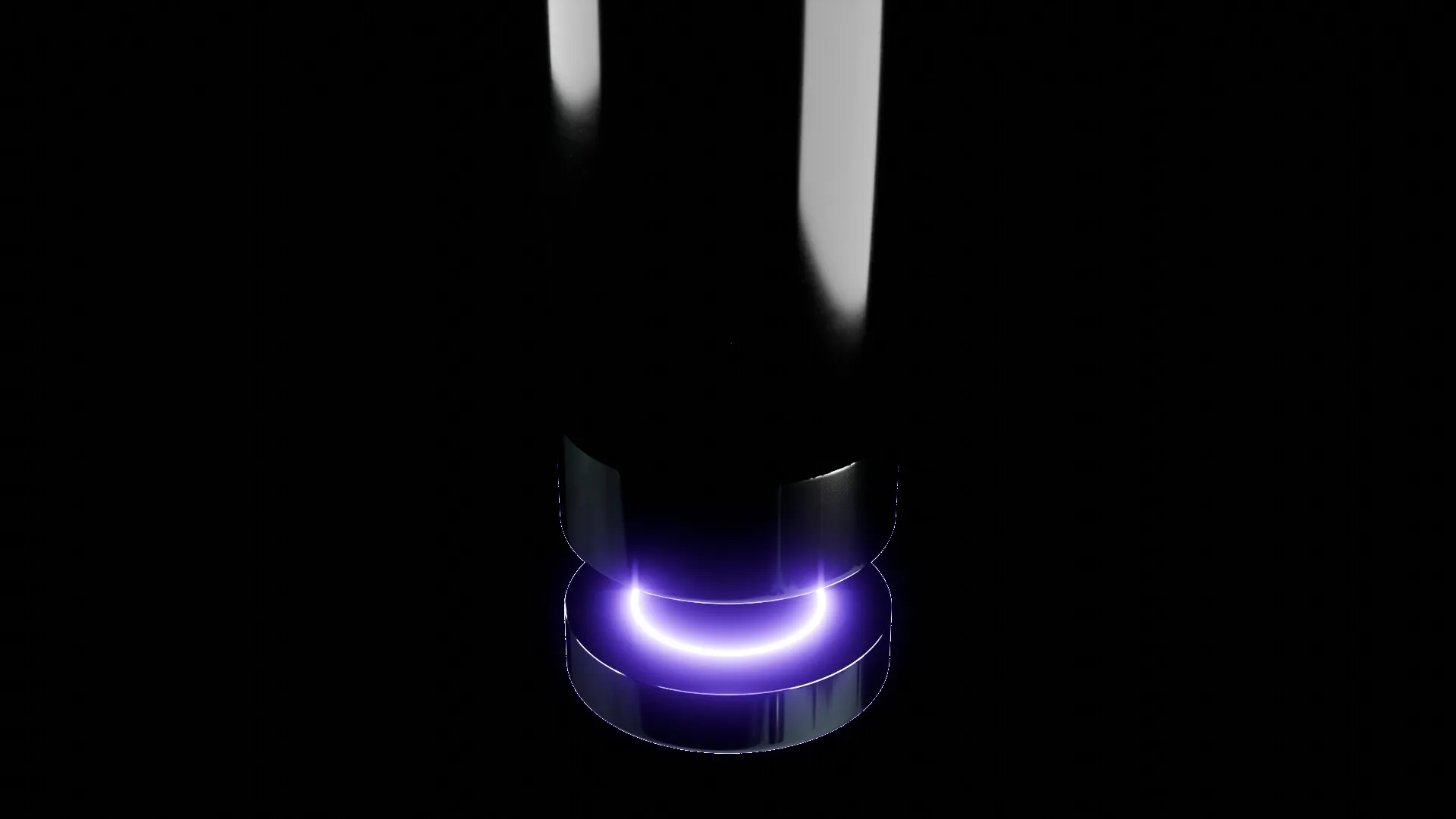The charging base’s lit ring under the bottle